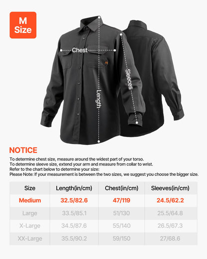 Flame-Resistant Welding Jacket - M Size, 7oz. FR Cotton Welding Jacket, Machine Washable Heat-Resistant Safety Jacket with Collar, Adjustable Cuffs & 2 Pockets, Meet ATPV 9.2 Cal/cm² Arc Rating