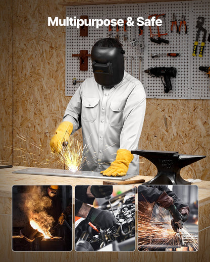 FR Welding Jacket - XXL Size, 7oz. Flame-Resistant Cotton Welding Jacket, Machine Washable Heat-Resistant Safety Jacket with Metal Snap Button & Adjustable Cuff, Meet ATPV 9.2 Cal/cm² Arc Rating