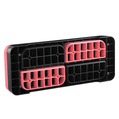 Aerobic Exercise Step Platform, 28-Inch Workout Aerobic Stepper, Height Adjustable Fitness Training Step Deck Trainer with 4 Risers, Non-Slip Surface Bench for Home Gym Cardio Strength, Red