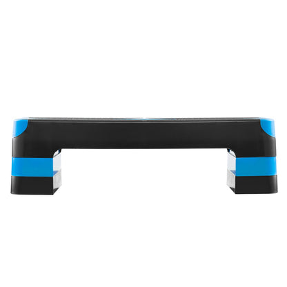 Aerobic Exercise Step Platform, 28-Inch Workout Aerobic Stepper, Height Adjustable Fitness Training Step Deck Trainer with 4 Risers, Non-Slip Surface Bench for Home Gym Cardio Strength, Blue