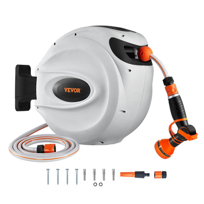 Einziehbare Schlauchtrommel, Wasserschlauchtrommel 20 m x 1,3 cm, 180° schwenkbar, Wandmontage