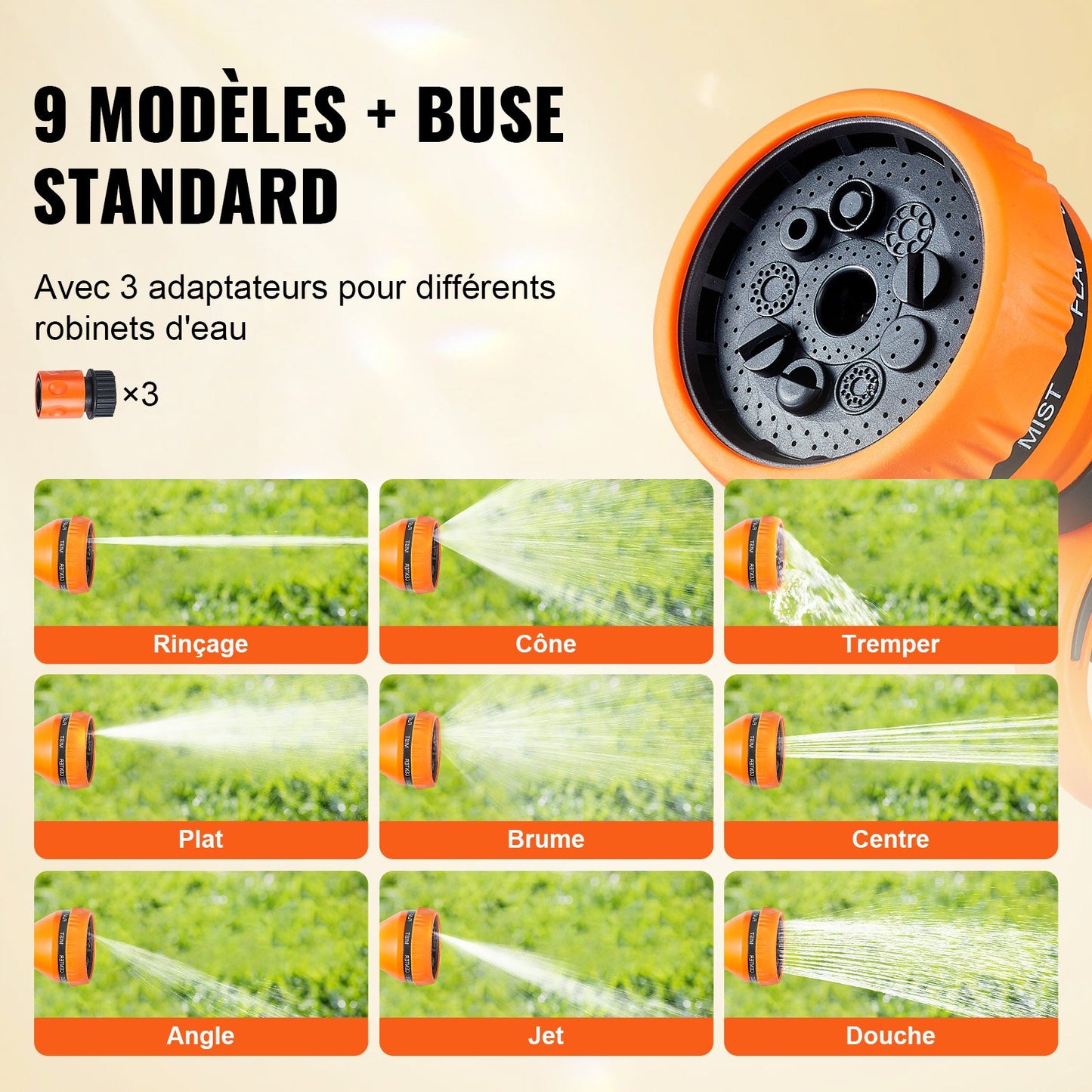 Einziehbare Schlauchtrommel, Wasserschlauchtrommel 25 m x 1,3 cm, 180° schwenkbar, Wandmontage