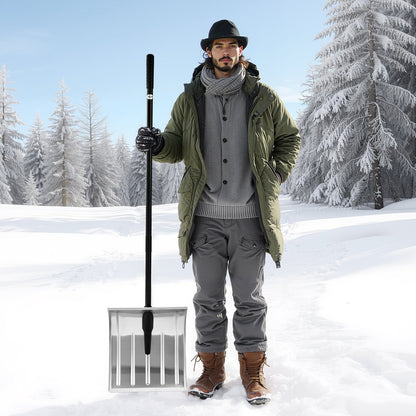 Schneeschaufel für die Einfahrt, 40 cm breite Schneeschaufel aus Aluminiumlegierung, rutschfester Griff, große Kapazität, abnehmbares und leichtes Schneeräumwerkzeug für Garten, Auto, Camping und Outdoor-Aktivitäten