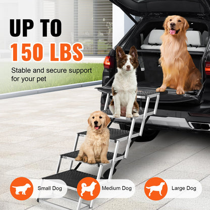 Dog Stair for Cars 5-step Folding Dog Steps Aluminum Loads up to 68 kg