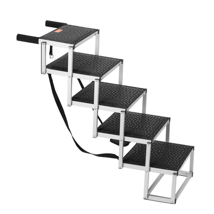 Dog Stair for Cars 5-step Folding Dog Steps Aluminum Loads up to 68 kg