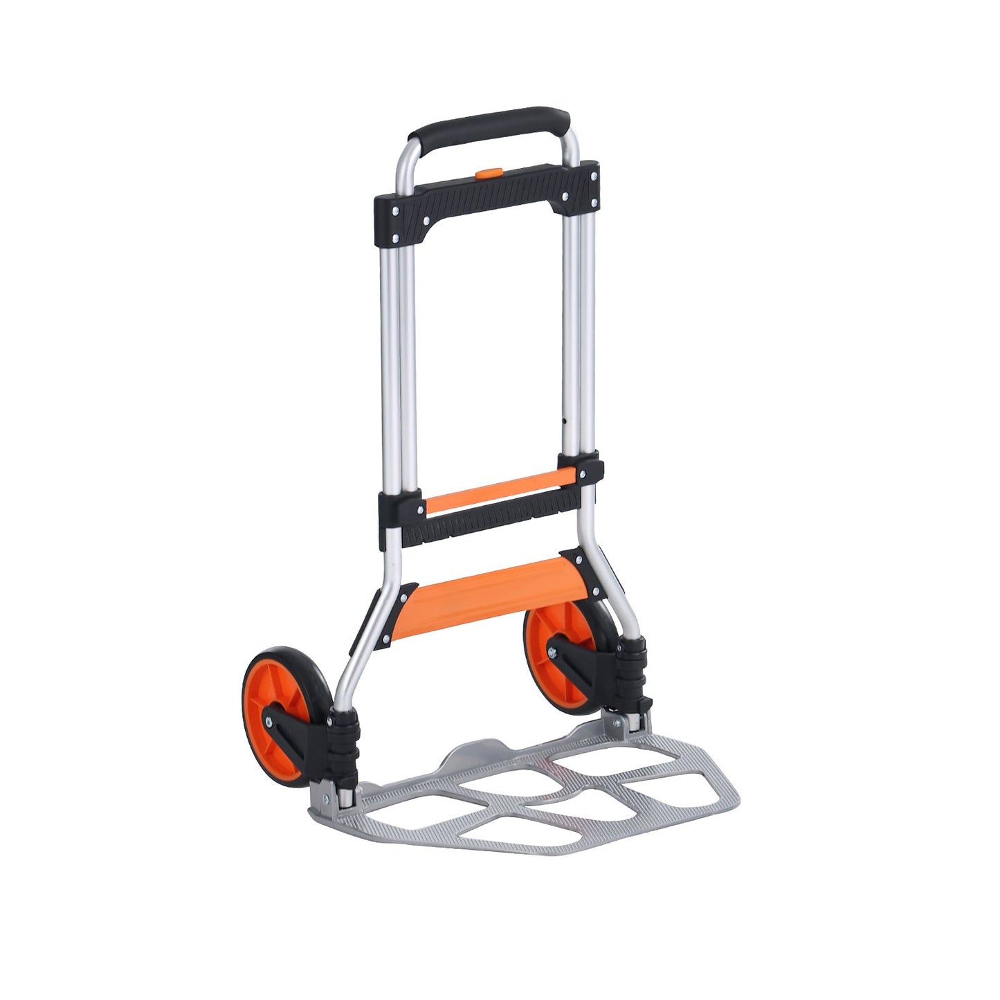 Folding Hand Truck, 124.7 kg Load Capacity, Aluminum Portable Cart, Convertible Hand Truck and Dolly with Telescoping Handle and PP+TPR Wheels, Ultra Lightweight Super Strong for Moving Warehouse