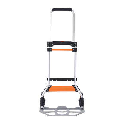 Folding Hand Truck, 124.7 kg Load Capacity, Aluminum Portable Cart, Convertible Hand Truck and Dolly with Telescoping Handle and PP+TPR Wheels, Ultra Lightweight Super Strong for Moving Warehouse