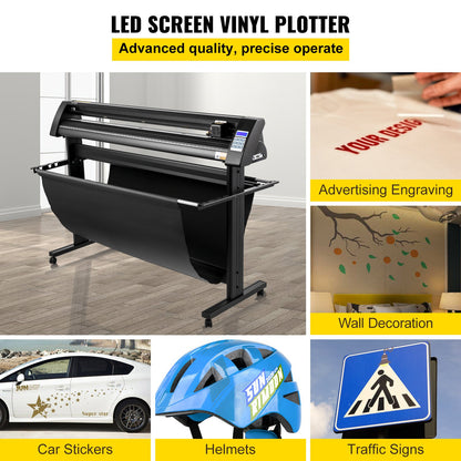 Vinylschneider, 1350-mm-Vinylplotter, LED-Bildschirmplotter, halbautomatischer integrierter Lichtschranke, kompatibel mit SignCut-Software für Mac und Windows, inklusive Ständer