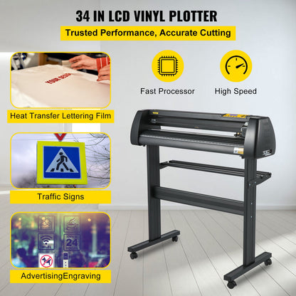 Vinyl-Schneideplotter 34" Signmaster Software Schilderherstellungsmaschine 870mm Papiereinzug Vinyl-Schneideplotter mit Ständer (34" 870mm)