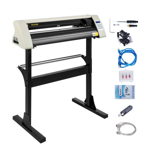 Vinylschneider 28 Zoll Vinylschneidermaschine 720 mm Papiereinzug Vinylplotter mit stabilem Bodenständer zum Schneiden von Papier Weiß