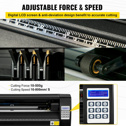 Vinylschneider 28 Zoll Vinylschneidermaschine 720 mm Papiereinzug Vinylplotter mit stabilem Bodenständer zum Schneiden von Papier Schwarz