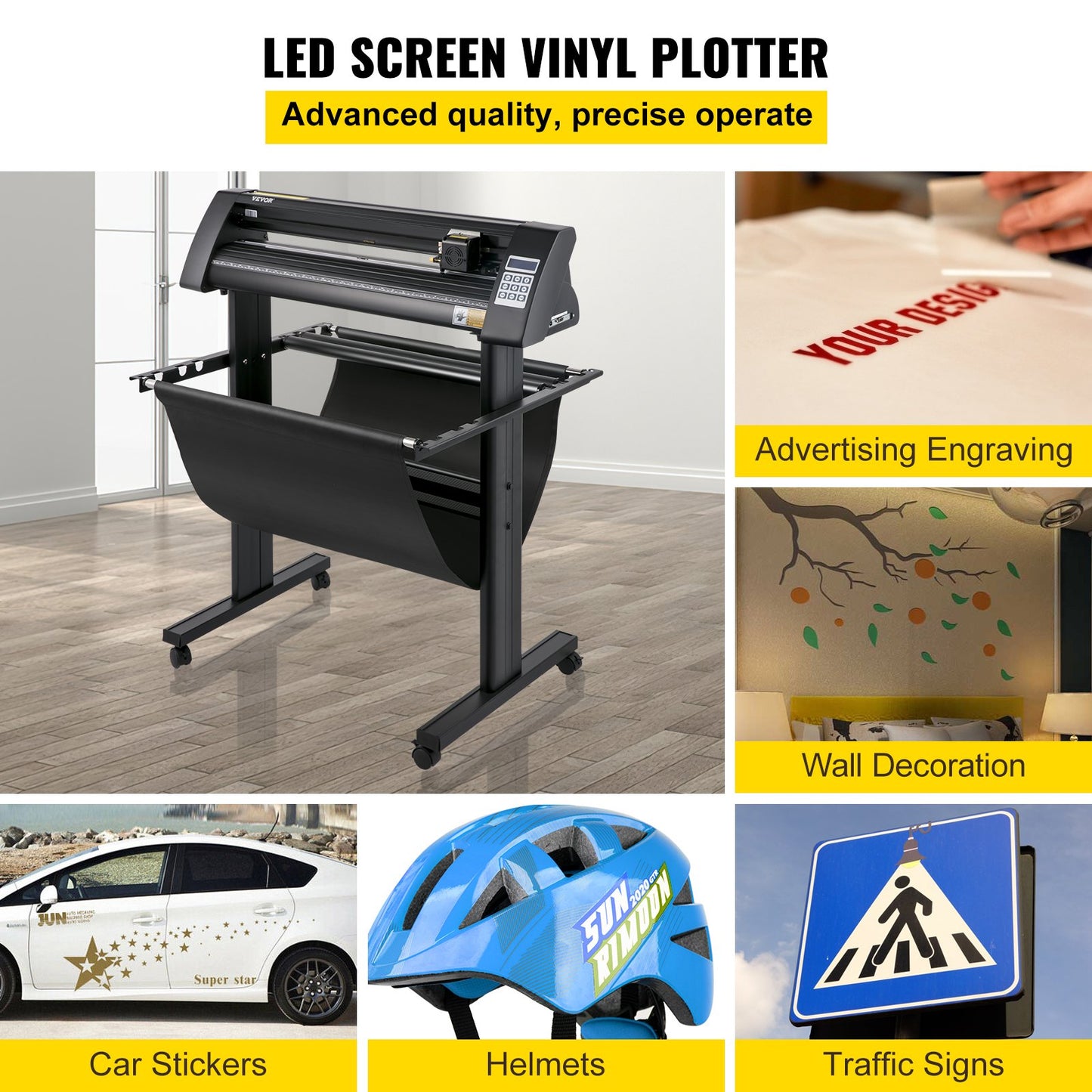 Vinylschneider, 720-mm-Vinylplotter, LED-Bildschirmplotter, halbautomatischer integrierter Lichtschranke, kompatibel mit SignCut-Software für Mac und Windows, inklusive Ständer