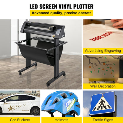 Vinylschneider, 720-mm-Vinylplotter, LED-Bildschirmplotter, halbautomatischer integrierter Lichtschranke, kompatibel mit SignCut-Software für Mac und Windows, inklusive Ständer