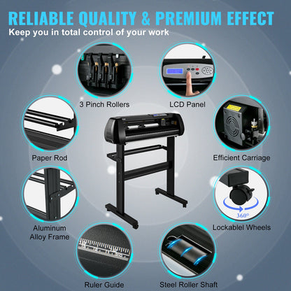 Vinylschneidemaschine, 28-Zoll-Schneideplotter, Offline-Schneidemaschinen-Kit mit Bluetooth-Mobiltelefon, präziser Walzenwellenantrieb, hohe Genauigkeit, einstellbare Geschwindigkeit und Kraft, DIY SignMaster Softwareklinge für Windows