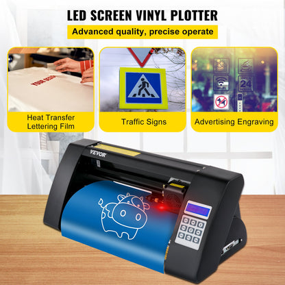 Vinylschneider, 375-mm-Vinylplotter, LED-Bildschirmplotter, halbautomatischer, integrierter optischer Sensor für präzise Führung, kompatibel mit der SignMaster-Software für Windows-Desktop-Systeme
