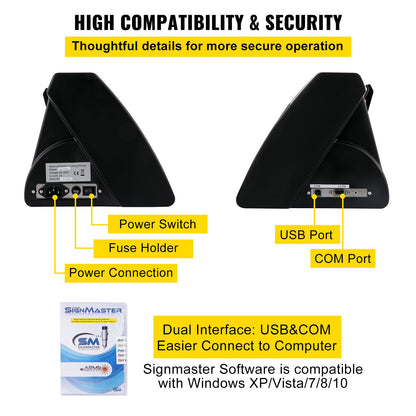Vinylschneider, 720-mm-Vinylplotter, LED-Bildschirmplotter, halbautomatischer, integrierter optischer Sensor für präzise Führung, kompatibel mit der SignMaster-Software für Windows, inklusive Ständer