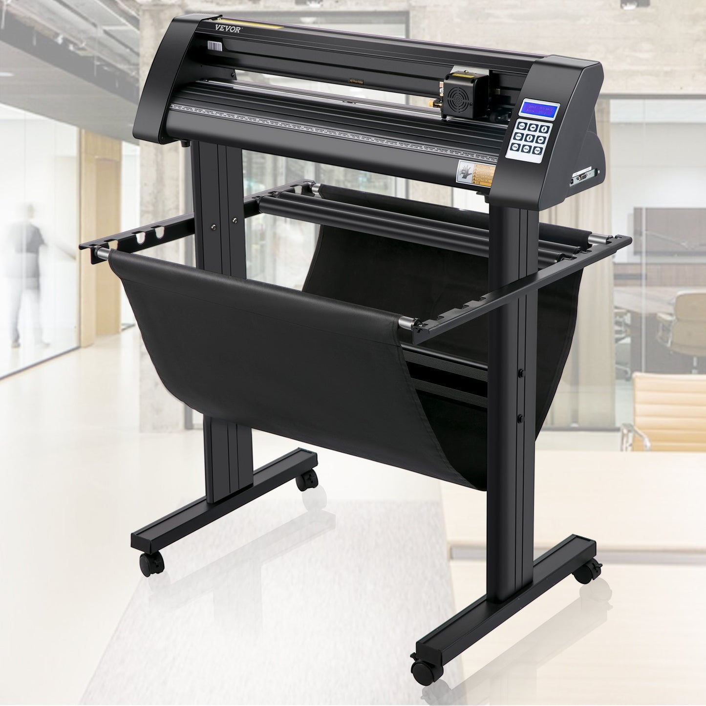 Vinylschneider, 870-mm-Vinylplotter, LED-Bildschirmplotter, halbautomatischer, integrierter optischer Sensor für präzise Führung, kompatibel mit der SignMaster-Software für Windows, inklusive Ständer