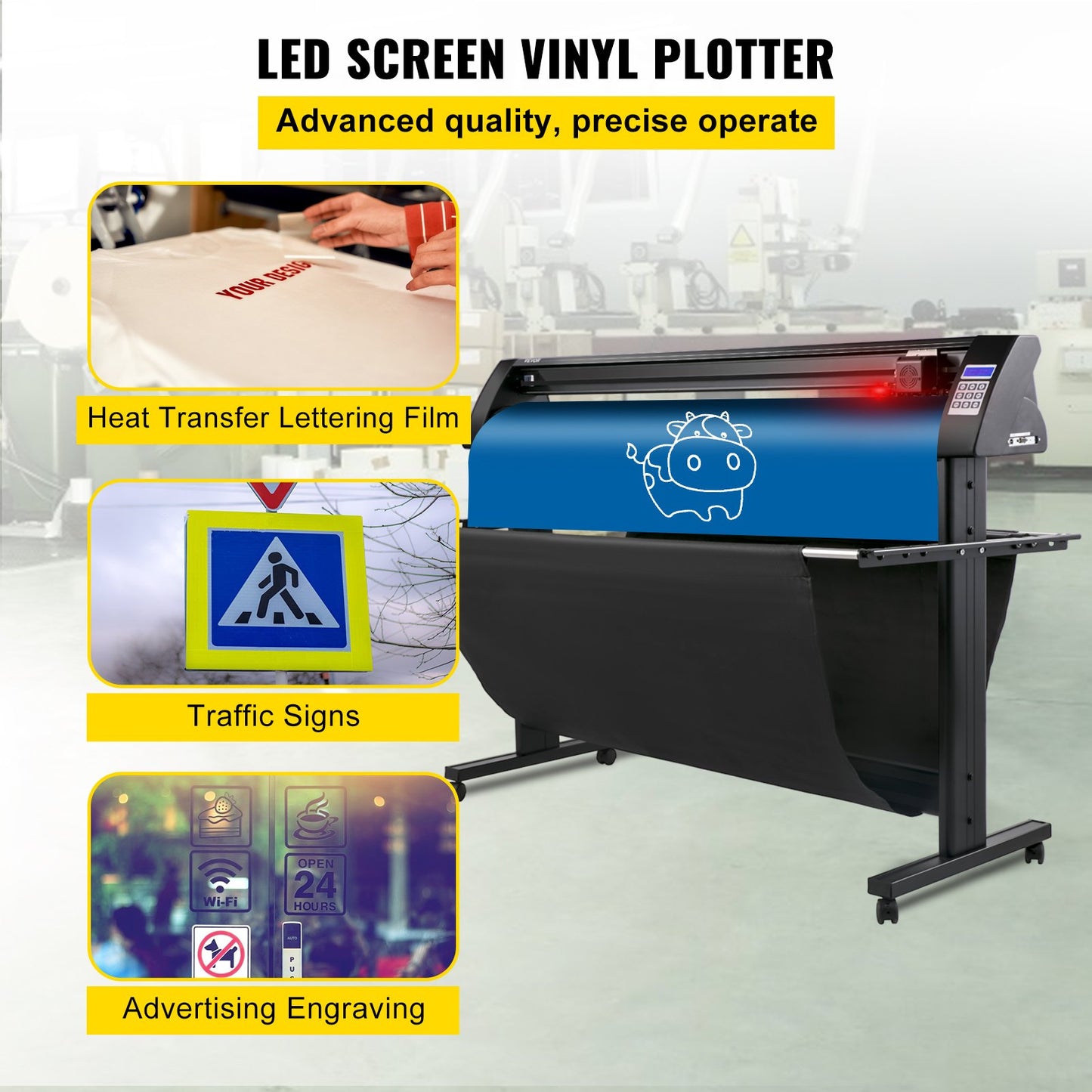 Vinylschneider, 1350-mm-Vinylplotter, LED-Bildschirmplotter, halbautomatischer integrierter Lichtschranke, kompatibel mit der SignMaster-Software für Windows, inklusive Ständer