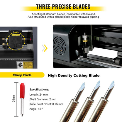 Vinylschneidemaschine, 375-mm-Vinylplotter, maximaler Papiereinzug 14 Zoll, Plotterdrucker mit einstellbarer Kraft und Geschwindigkeit, Vinylschneidemaschine für die Schilderherstellung, Vinylplotter-Schneidemaschine