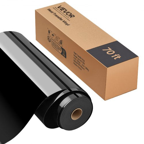 Transferfolie, 304,8 x 21336 mm, glänzend schwarz, Bügelfolie auf Rolle, leicht zu schneiden und zu entgittern, starke Haftung, kompatibel mit Schneidemaschinen, für verschiedene Materialien, T-Shirts, Kissen, Hüte