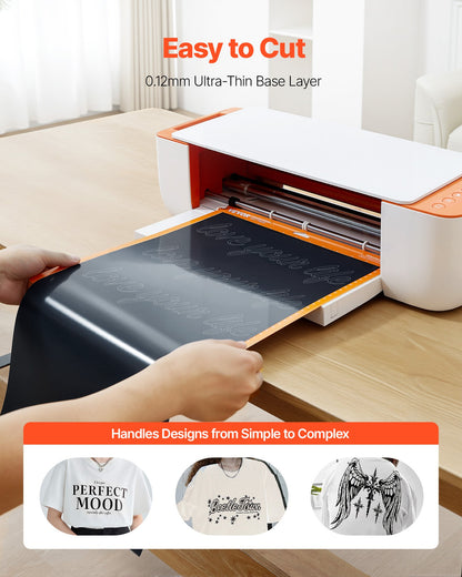 Transferfolie, 304,8 x 21336 mm, glänzend schwarz, Bügelfolie auf Rolle, leicht zu schneiden und zu entgittern, starke Haftung, kompatibel mit Schneidemaschinen, für verschiedene Materialien, T-Shirts, Kissen, Hüte