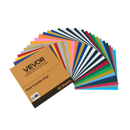 Heat Transfer Vinyl, 30 Pack, 304.8 x 304.8mm, Assorted Colors HTV Iron on Vinyl Bundle, Easy to Cut and Weed, with Accessories, Compatible with Cutting Machines, for Various Materials, T-shirts
