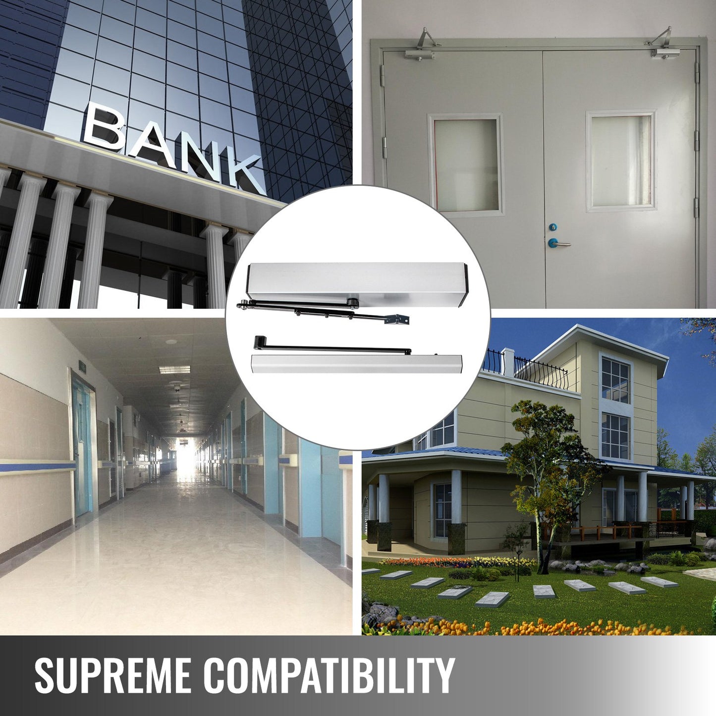 Elektrischer Türöffner/Türschließer, 10 kg, 110–240 V, automatischer Türöffner, barrierefreier Türöffner, automatischer Drehtüröffner, 50 W, Drehtüröffner, 120° verstellbar, Aluminiumlegierung