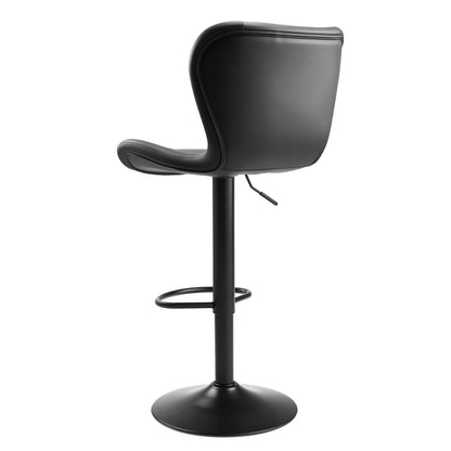 Bar Stool Set of 4, Modern PU Leather Counter Height Stools, Swivel Kitchen Barstool with Back and Footrest, Height Adjustable Armless Bar Chair, Island Barstools for Kitchen, Dining Room, Black