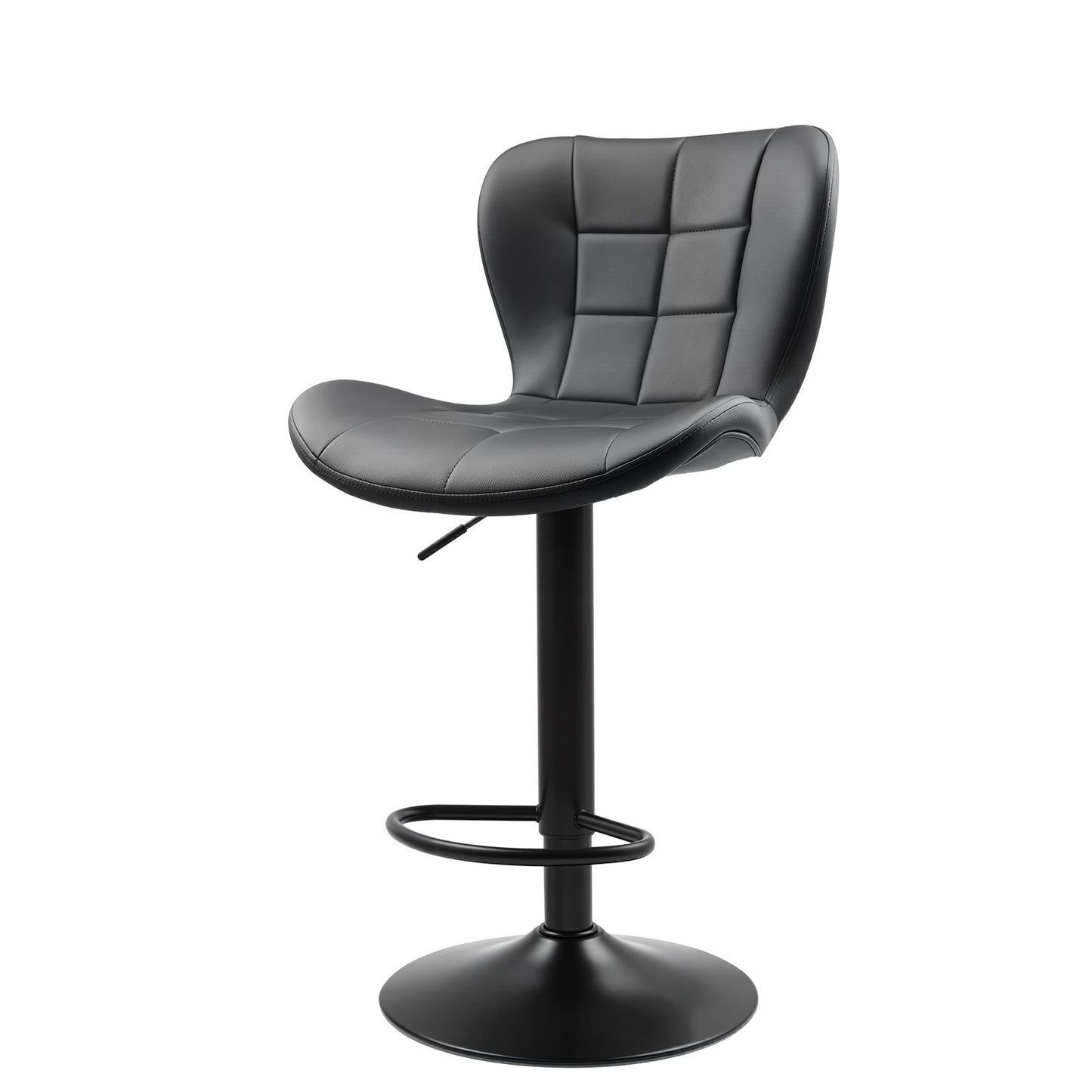 Bar Stool Set of 4, Modern PU Leather Counter Height Stools, Swivel Kitchen Barstool with Back and Footrest, Height Adjustable Armless Bar Chair, Island Barstools for Kitchen, Dining Room, Black