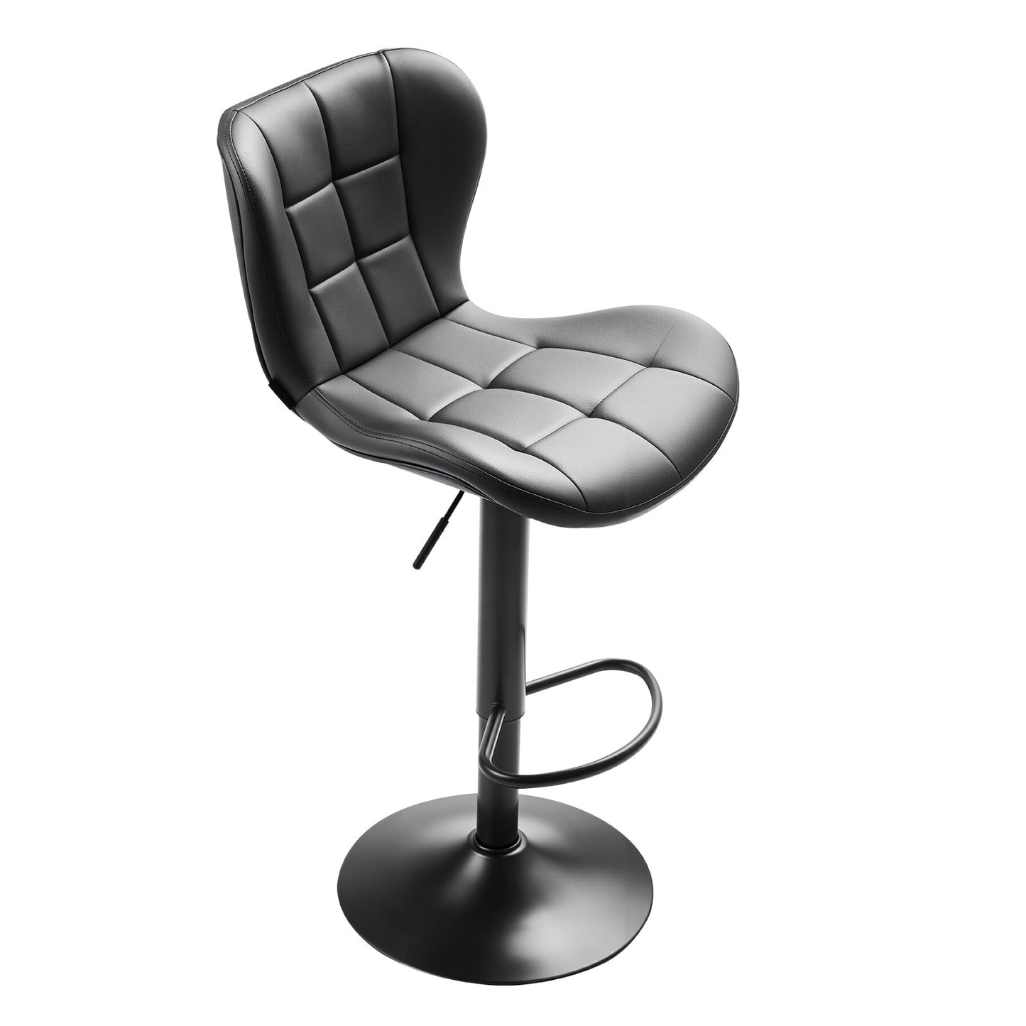 Bar Stool Set of 4, Modern PU Leather Counter Height Stools, Swivel Kitchen Barstool with Back and Footrest, Height Adjustable Armless Bar Chair, Island Barstools for Kitchen, Dining Room, Black