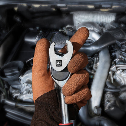 24-teiliger Krähenfußschlüsselsatz mit 3/8"-Antrieb, inklusive zwei Verlängerungen, SAE 3/8"-1" und metrisch 10-22 mm, aus CR-Mo-Stahl, mit EVA-Werkzeugorganizer