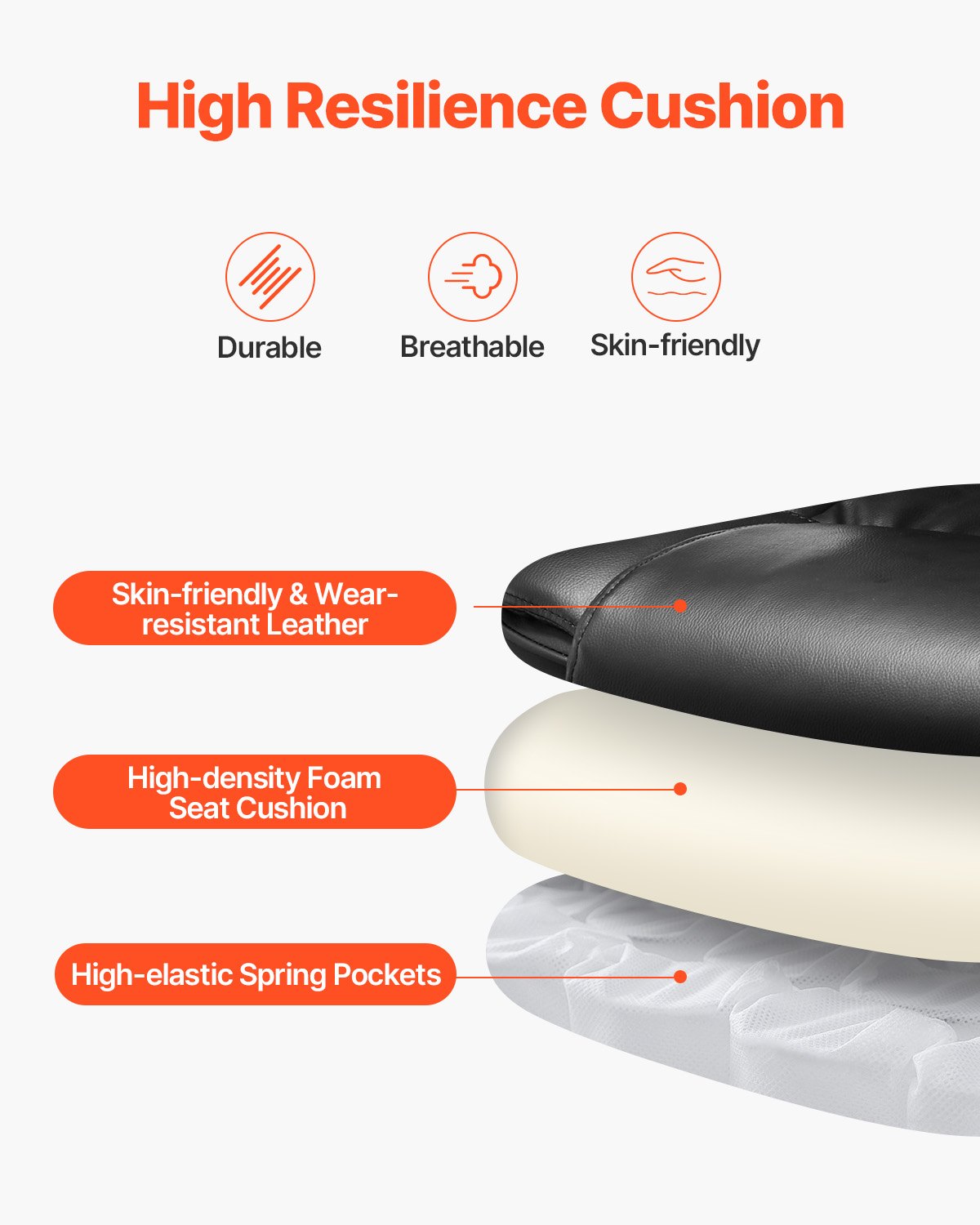 Chefsessel, Bürostuhl mit hoher Rückenlehne, Fußstütze und Lendenkissen, ergonomischer Schreibtischstuhl mit 135° Neigungswinkel und verstellbarer Höhe, drehbarer Rollstuhl aus PU-Leder für Arbeit, Studium und Gaming, Schwarz