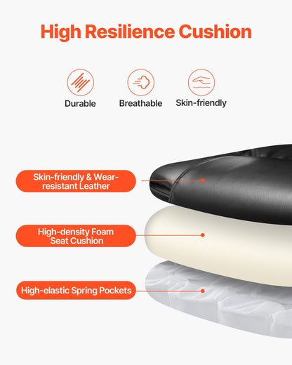 Chefsessel, Bürostuhl mit hoher Rückenlehne, Fußstütze und Lendenkissen, ergonomischer Schreibtischstuhl mit 135° Neigungswinkel und verstellbarer Höhe, drehbarer Rollstuhl aus PU-Leder für Arbeit, Studium und Gaming, Schwarz