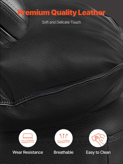 Chefsessel, Hochlehner mit Fußstütze und Lendenkissen, ergonomischer Schreibtischstuhl mit 135° Neigungswinkel und verstellbarer Höhe, drehbarer Rollstuhl aus PU-Leder für Arbeit, Studium und Gaming, Schwarz