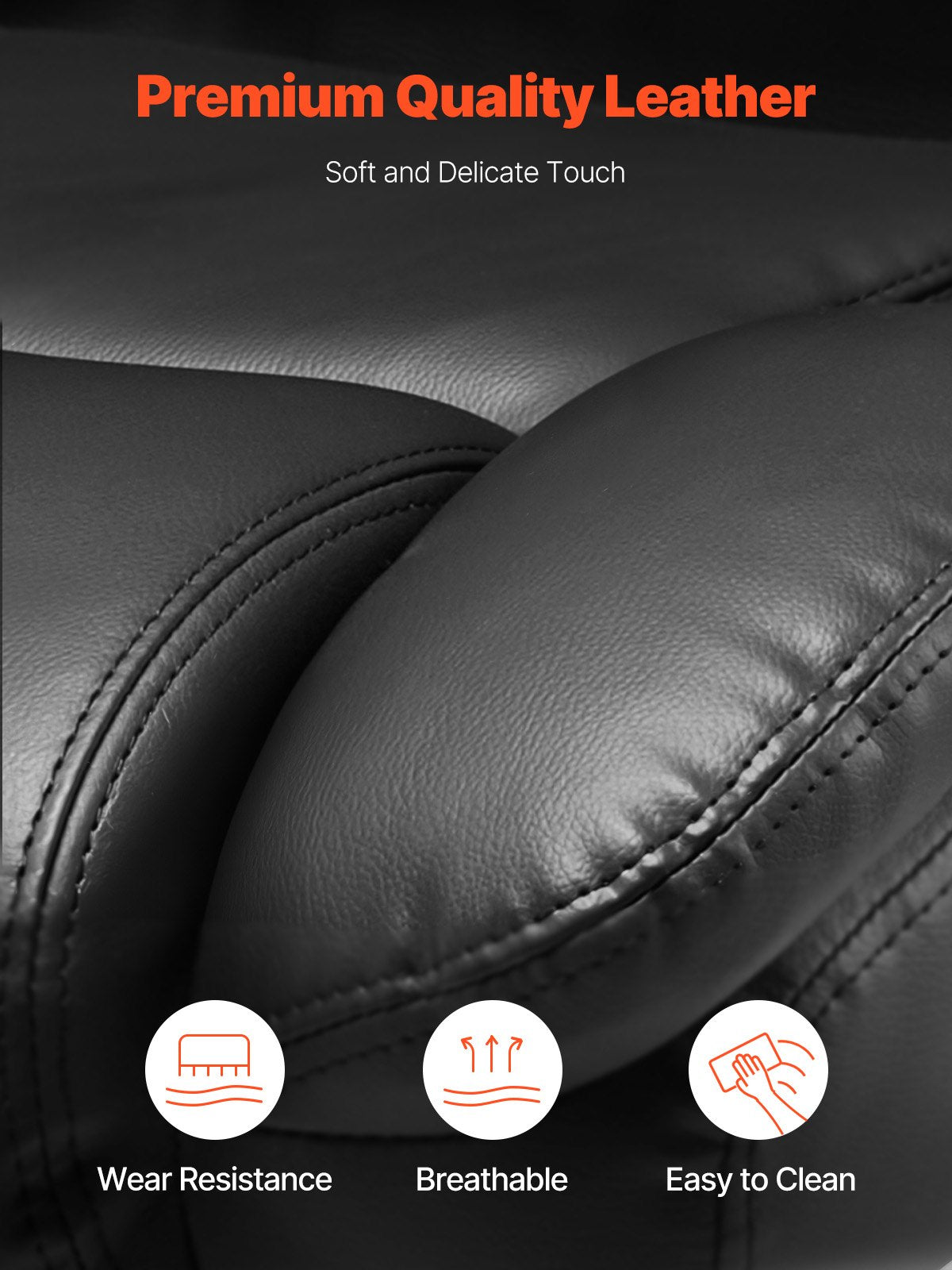 Executive Chair, High Back Office Chair with Knob-Control Lumbar Support, Ergonomic Desk Chair Adjustable Tilt & Height, PU Leather Swivel Rolling Chair for Working, Study, Gaming, Black