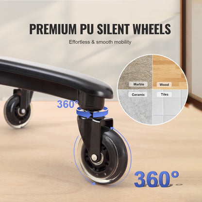 Hochbelastbarer Chefsessel mit modernster, verstellbarer Lendenwirbelstütze für langes Arbeiten, geeignet für große und schwere Personen bis 181 kg, breites, dick gepolstertes, robustes Metallgestell mit leisen Rollen