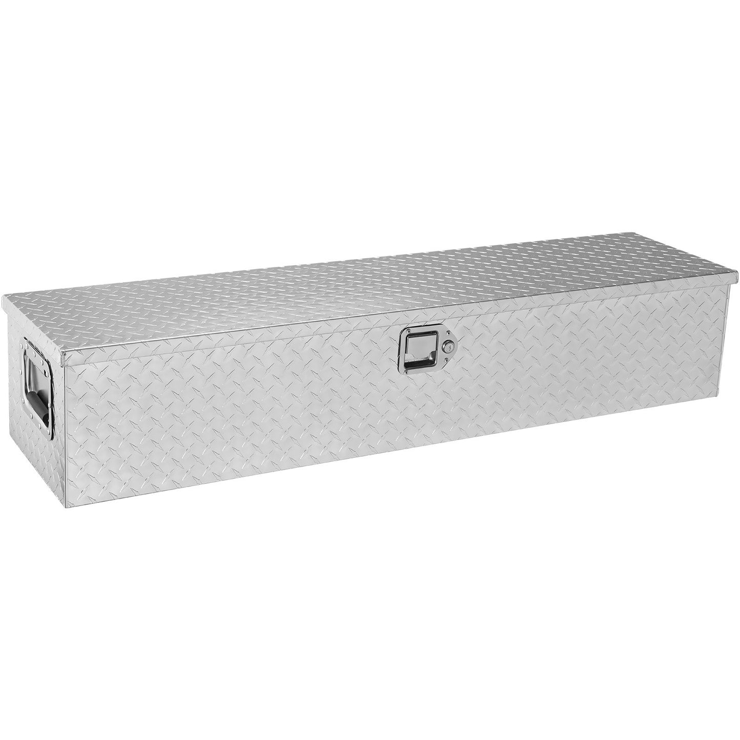 Heavy Duty Aluminum Truck Bed Tool Box, Diamond Plate Tool Box with Side Handle and Lock Keys, Storage Tool Box Chest Box Organizer for Pickup, Truck Bed, RV, Trailer, 121.9x38.1x38.1 cm, Silver