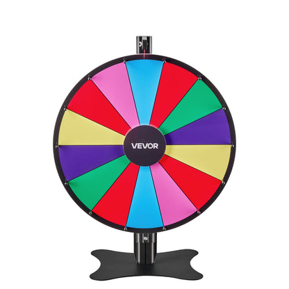 610 mm Spinning Prize Wheel, 14 Slots Spinning Wheel with Stand, Adjustable Height Win Fortune Roulette with a Dry Erase and 2 Markers, 6 Colors, Easy Assembly, for Party Pub Trade Show Carnival