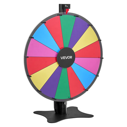 610 mm Spinning Prize Wheel, 14 Slots Spinning Wheel with Stand, Adjustable Height Win Fortune Roulette with a Dry Erase and 2 Markers, 6 Colors, Easy Assembly, for Party Pub Trade Show Carnival