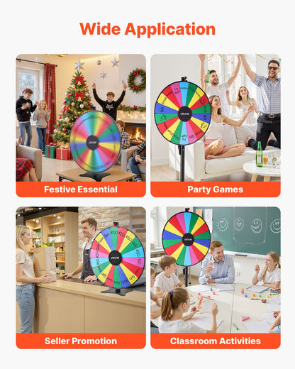914 mm Spinning Prize Wheel, 18 Slots Spinning Wheel with Stand, Adjustable Height Win Fortune Roulette with a Dry Erase and 2 Markers, 6 Colors, Easy Assembly, for Party Pub Trade Show Carnival