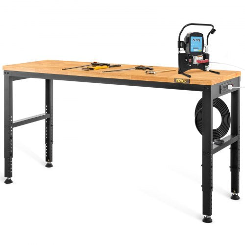 Adjustable Height Workbench 121.9 cm L x 50.8 cm W Work Bench Table with Power Outlet