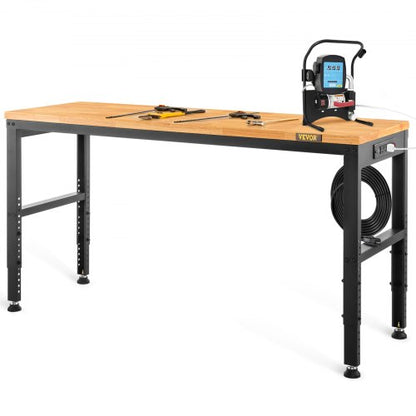Adjustable Height Workbench 121.9 cm L x 50.8 cm W Work Bench Table with Power Outlet