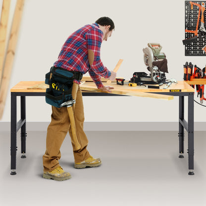 Adjustable Height Workbench 121.9 cm L x 50.8 cm W Work Bench Table with Power Outlet