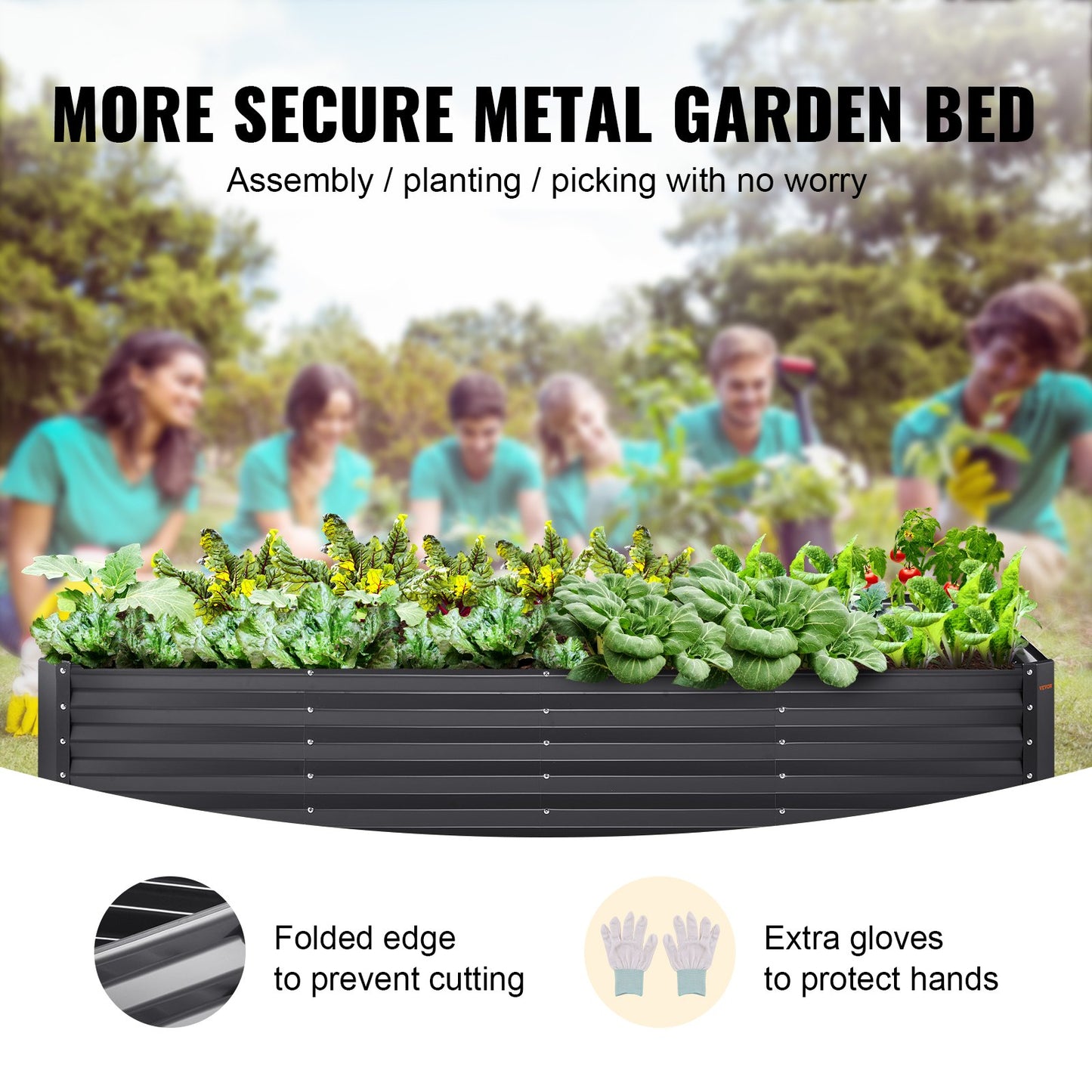 Raised Garden Bed,94.5x 47.2 x 23.6 inch Galvanized Metal Planter Box, Outdoor Planting Boxes with Open Base, for Growing Flowers/Vegetables/Herbs in Backyard/Garden/Patio/Balcony, Dark Gray