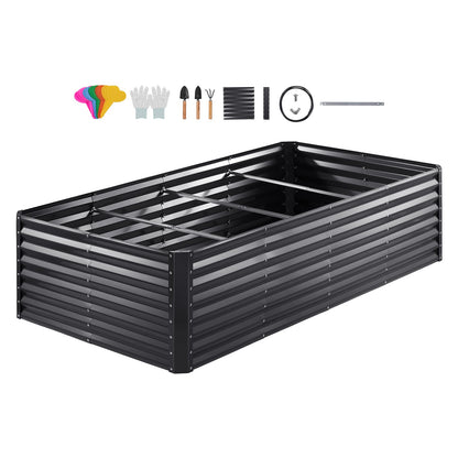 Raised Garden Bed,94.5x 47.2 x 23.6 inch Galvanized Metal Planter Box, Outdoor Planting Boxes with Open Base, for Growing Flowers/Vegetables/Herbs in Backyard/Garden/Patio/Balcony, Dark Gray