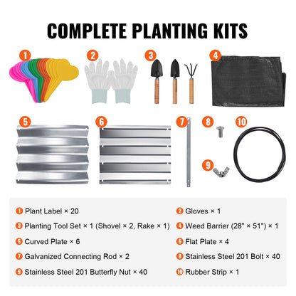 Hochbeet, 183 x 93 x 28 cm (71,9 x 36,4 x 11 Zoll), verzinkter Metall-Pflanzkasten, offener Boden, für Blumen, Gemüse und Kräuter im Garten, auf der Terrasse oder dem Balkon, silberfarben