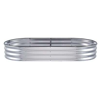 Hochbeet, 183 x 93 x 28 cm (71,9 x 36,4 x 11 Zoll), verzinkter Metall-Pflanzkasten, offener Boden, für Blumen, Gemüse und Kräuter im Garten, auf der Terrasse oder dem Balkon, silberfarben