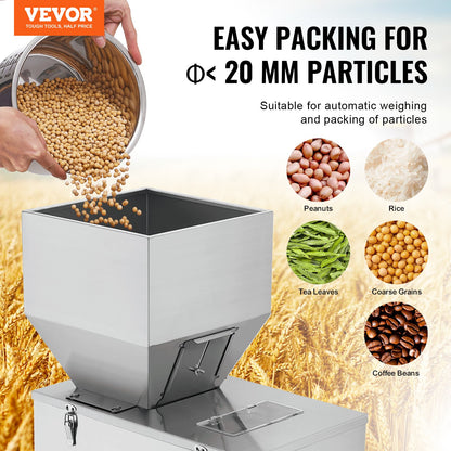 Particle Filling Machine, 0.044-11 lbs/20-5000g, Automatic Filler Machine with Foot Pedal, Stainless Steel Weighing Filling Machine, Weigh Filler for Beans Seeds Grains Tea Granular Packing