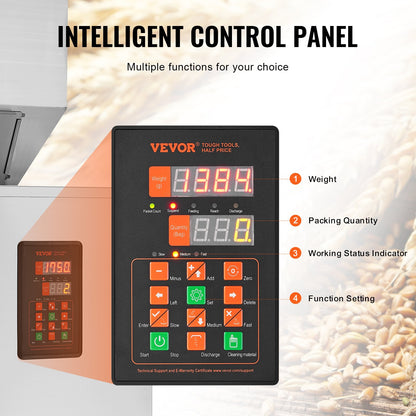 Particle Filling Machine, 0.044-11 lbs/20-5000g, Automatic Filler Machine with Foot Pedal, Stainless Steel Weighing Filling Machine, Weigh Filler for Beans Seeds Grains Tea Granular Packing