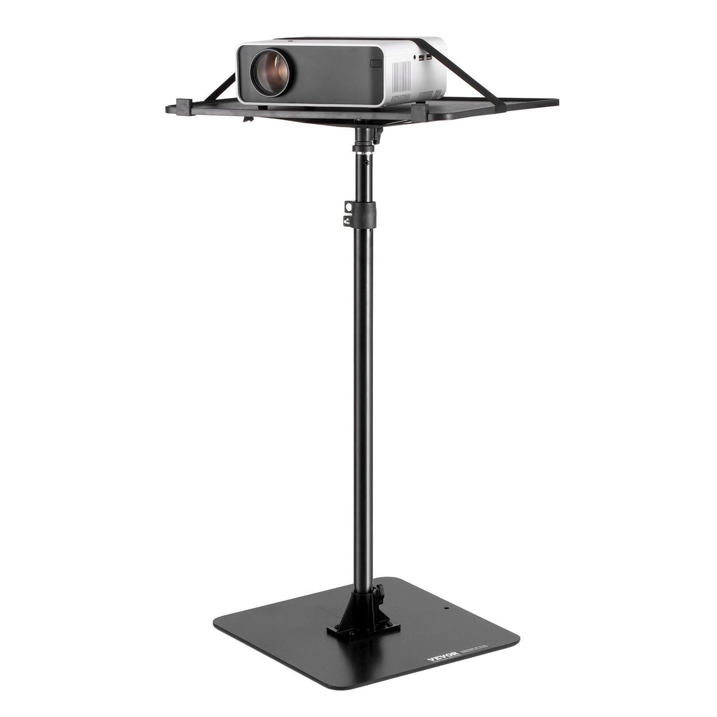 Projector Stand, Projector Floor Stand Adjustable Height from 30.3 to 63.4 in, Projector Mount with Tray, Ideal for Outdoor Movies, Home, Office, Stage and Studio, Black
